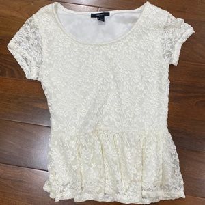 small lace cream forever 21 shirt